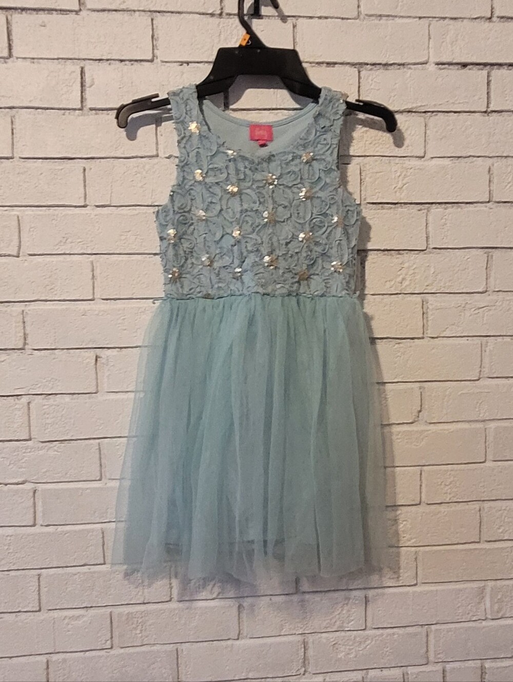 Pinky Light Blue Sequined Tulle Dress Size 10